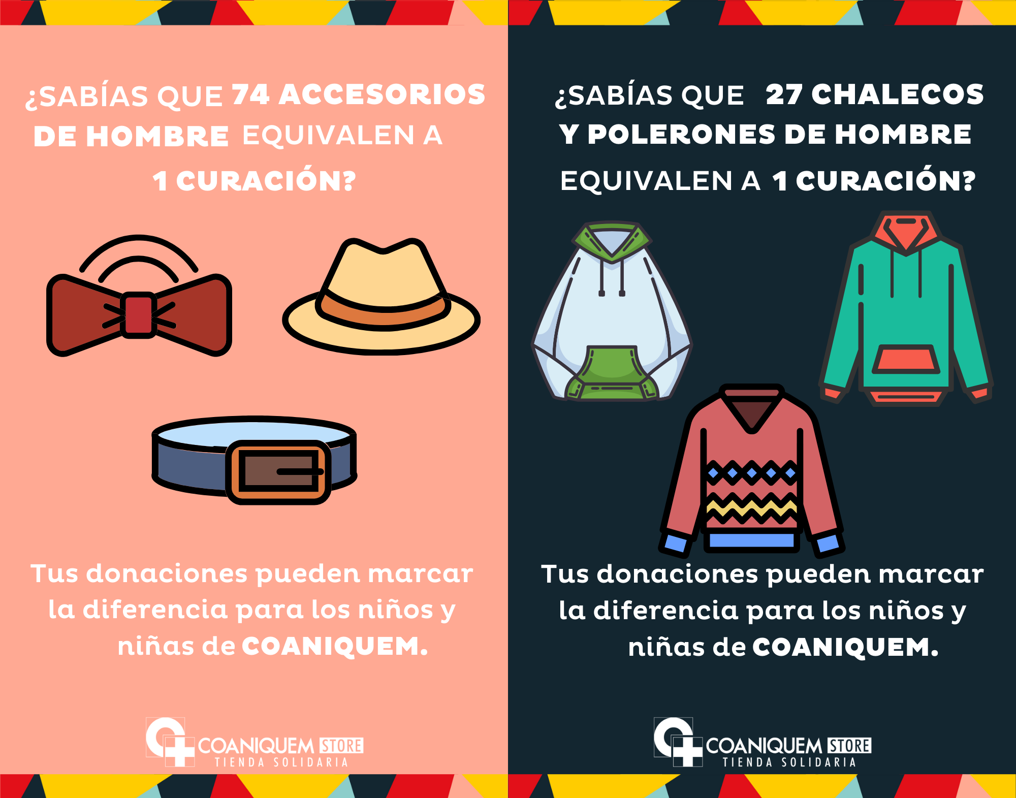 Equivalencias de accesorios de hombre y polerones para una curación