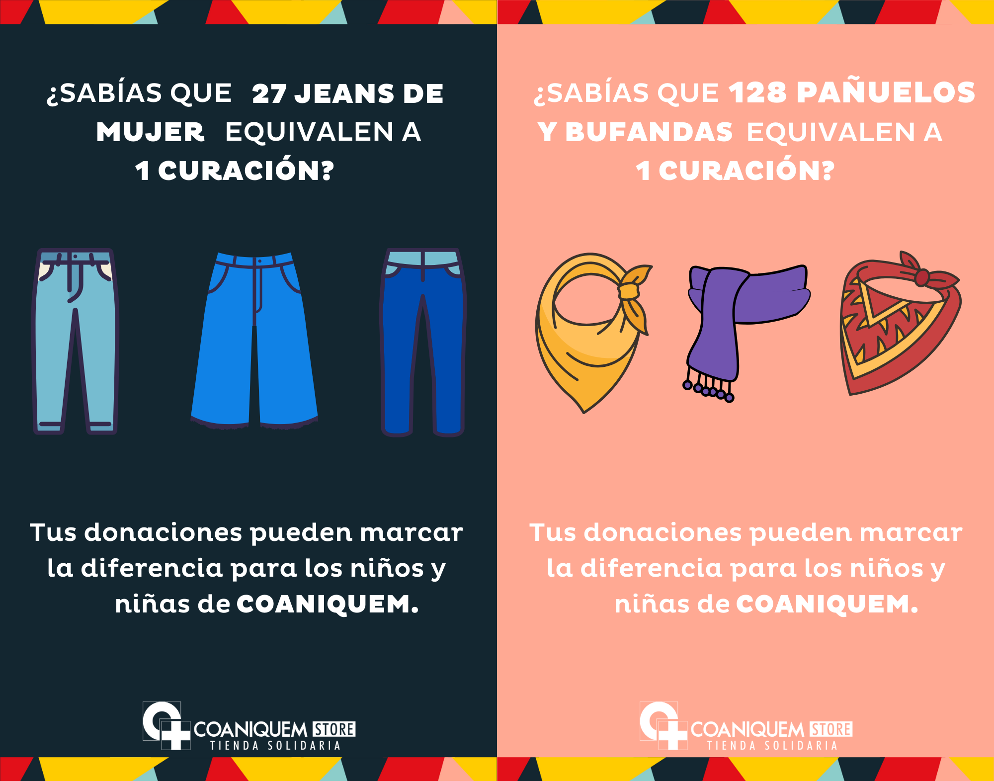 Equivalencias de jeans de mujer, pañuelos y bufandas para una curación
