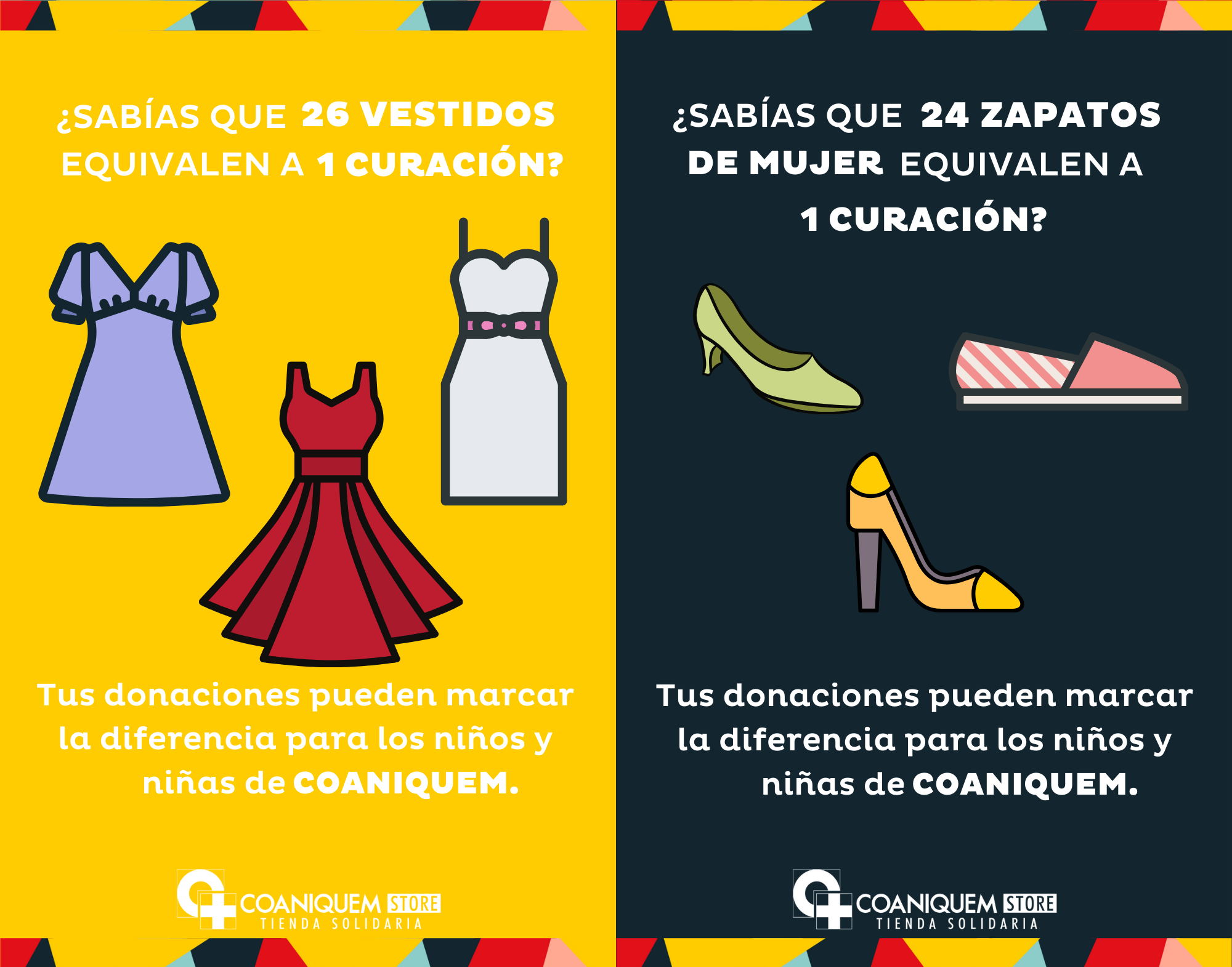 Equivalencias de vestidos y zapatos de mujer para una curación
